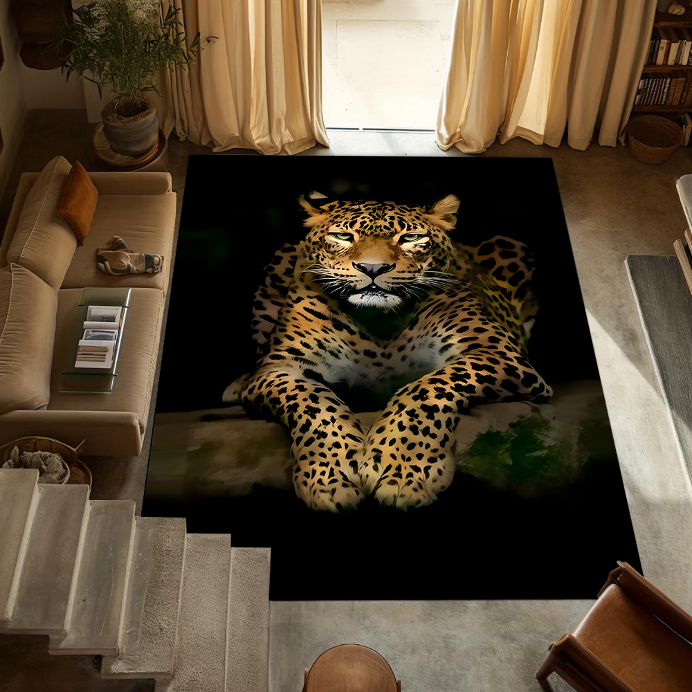 Home Gym Equipment Amazon - Black Background 3D Leopard Carpet Non