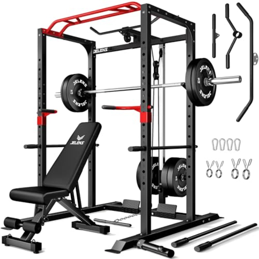 Home Gym Multifunctional - Home gym power cage: steel, black,