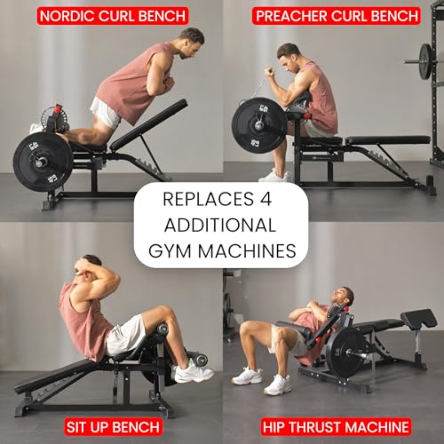 Adjustable Weight Bench with L - Home Gym Hip Thrust Machine avaliação e preço