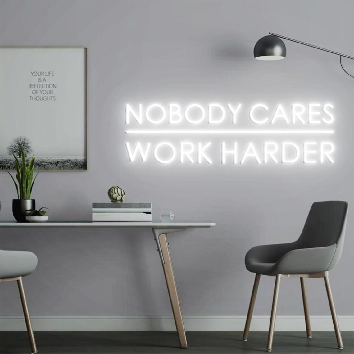Nobody Cares Work Harder Neon  - Home Gym Outdoor Ideas avaliação e preço
