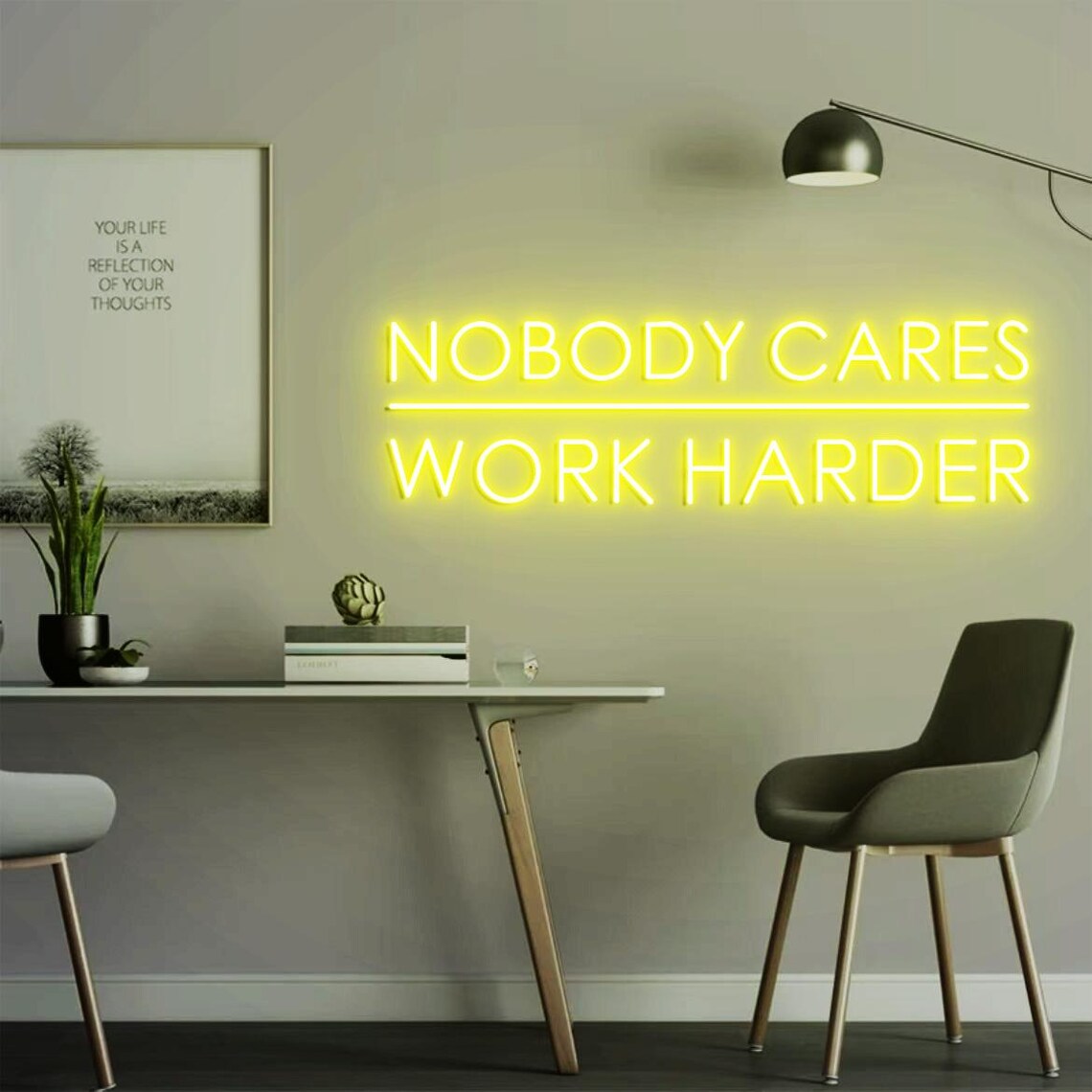 Nobody Cares Work Harder Neon  - Home Gym Outdoor Ideas avaliação e preço