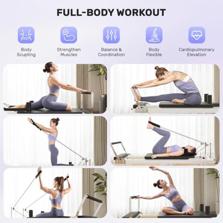 Foldable Pilates Reformer Mach - Home Gym Resistance avaliação e preço