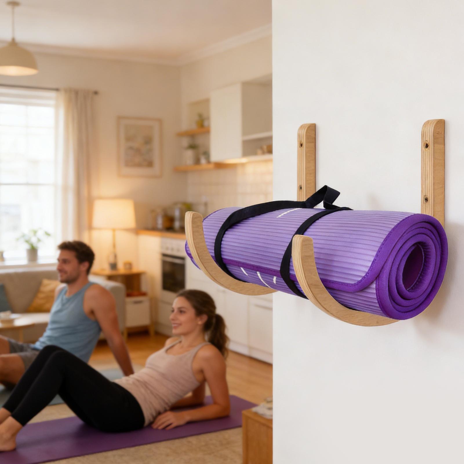 Wooden Yoga Mat Holder Wall Mo - Home Gym Yoga Mat Storage avaliação e preço