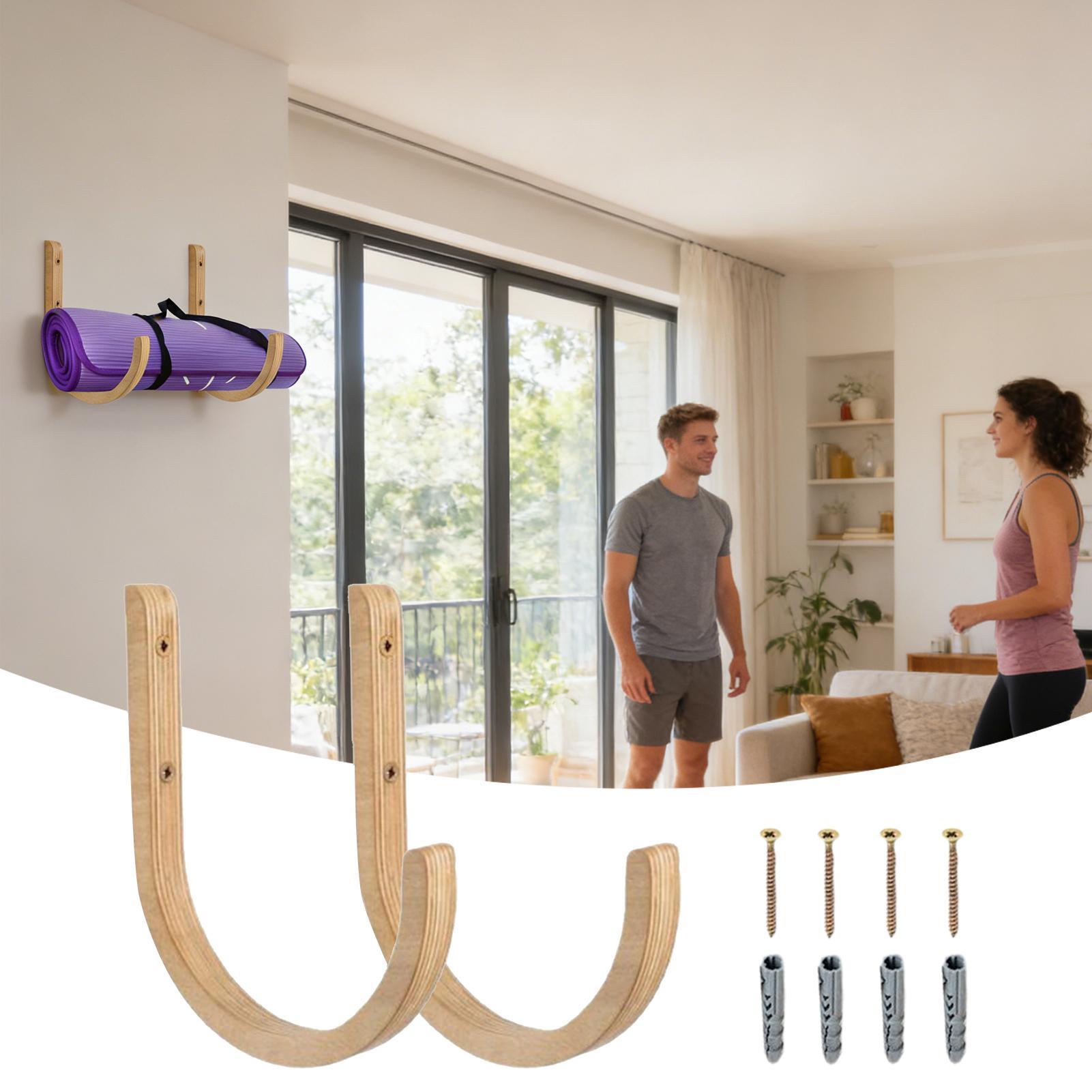 Wooden Yoga Mat Holder Wall Mo - Home Gym Yoga Mat Storage avaliação e preço