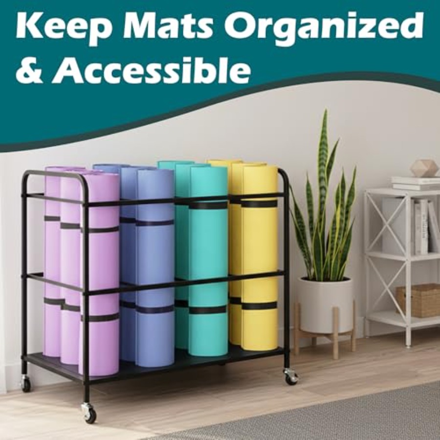 Yoga Mat Rack Storage Basket w - Home Gym Yoga Mat Storage avaliação e preço