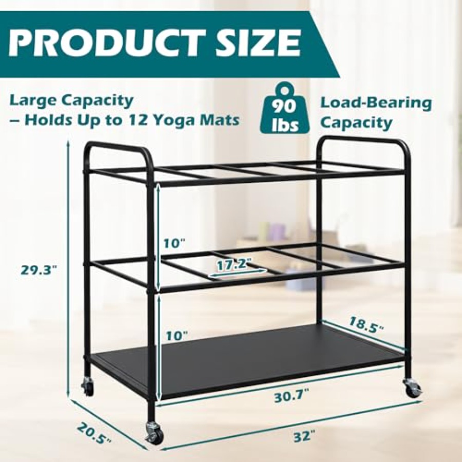 Yoga Mat Rack Storage Basket w - Home Gym Yoga Mat Storage avaliação e preço