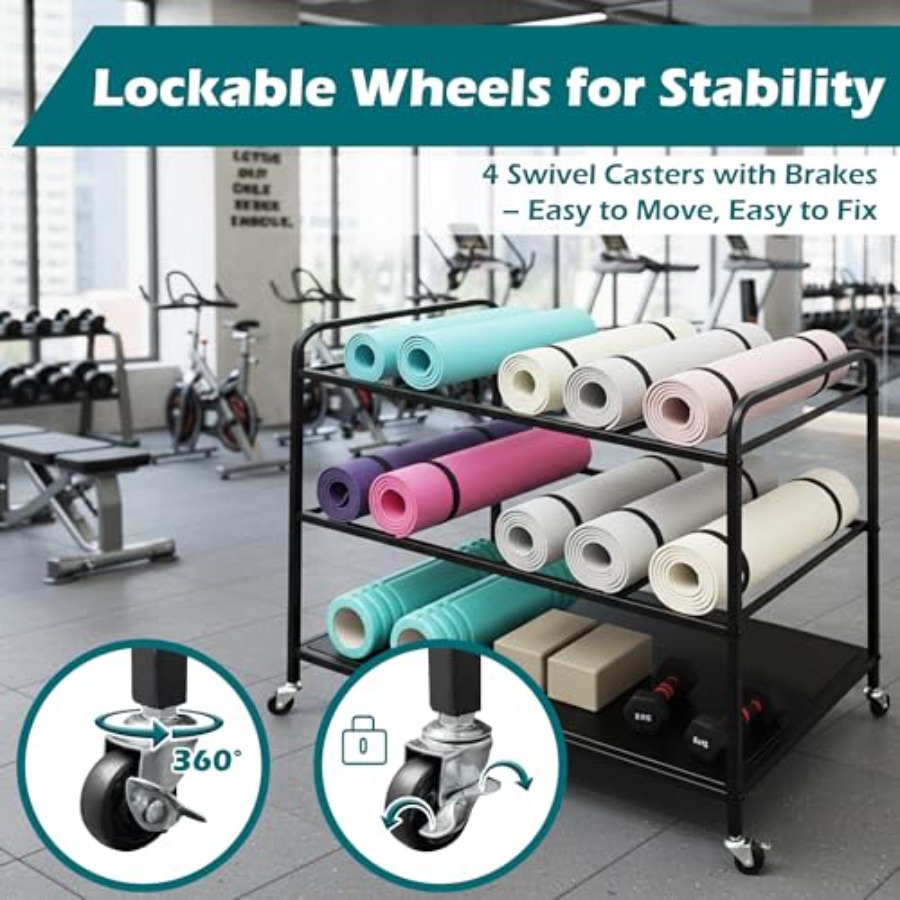 Yoga Mat Rack Storage Basket w - Home Gym Yoga Mat Storage avaliação e preço