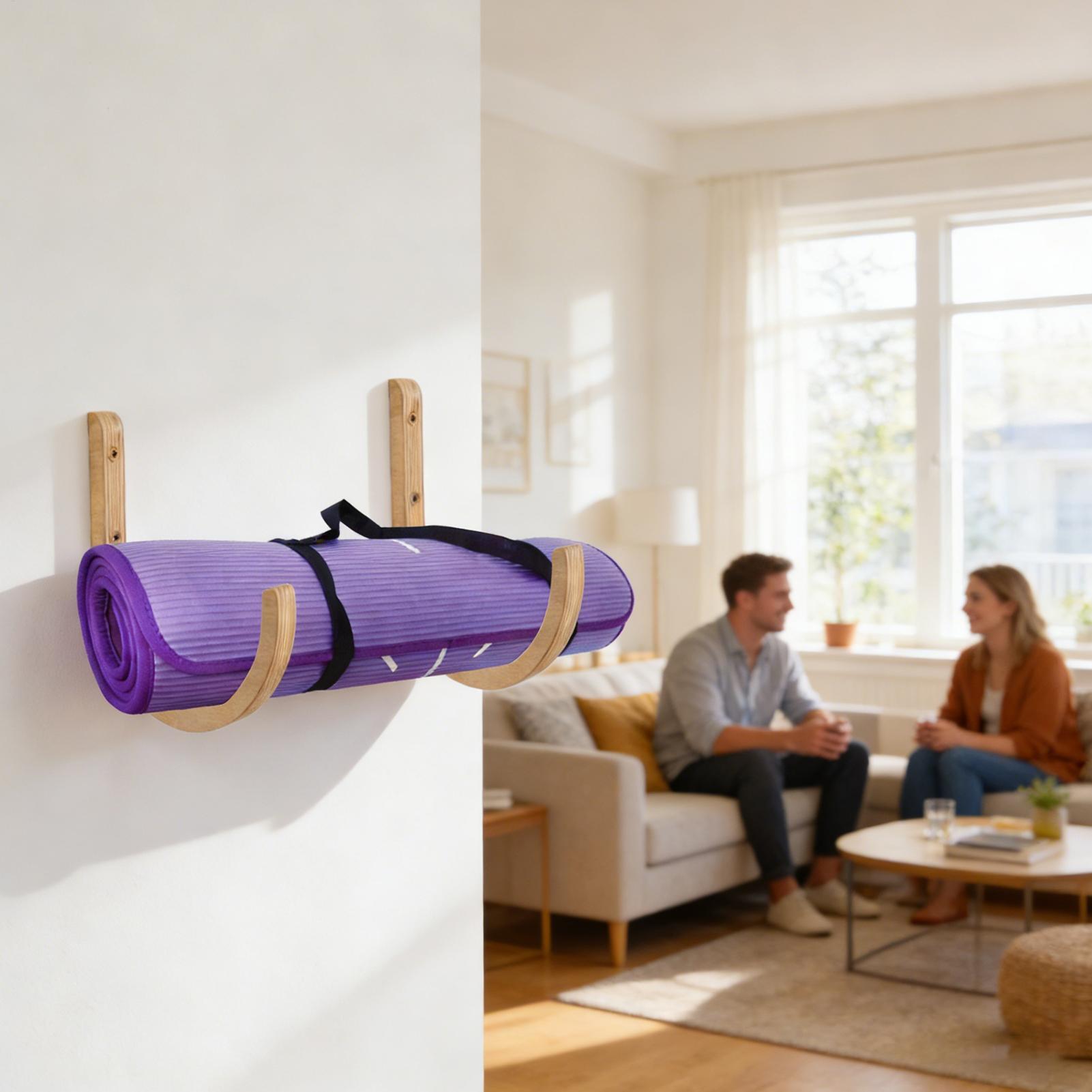 Yoga Mat Holder 2 Pieces Woode - Home Gym Yoga Mat Storage avaliação e preço