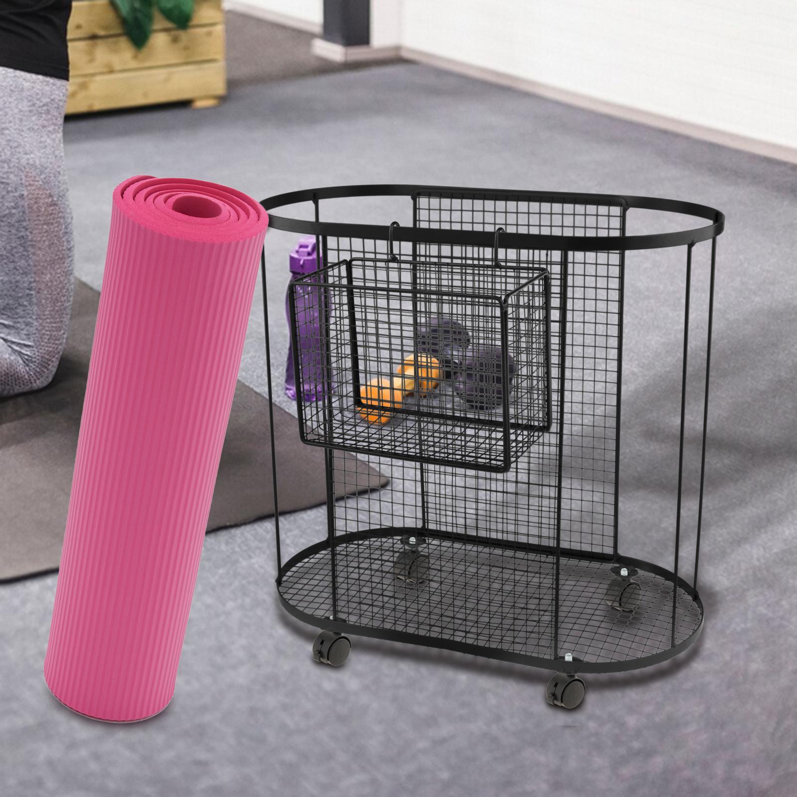 Metal Gym Organizer with Wheel - Home Gym Yoga Mat Storage avaliação e preço