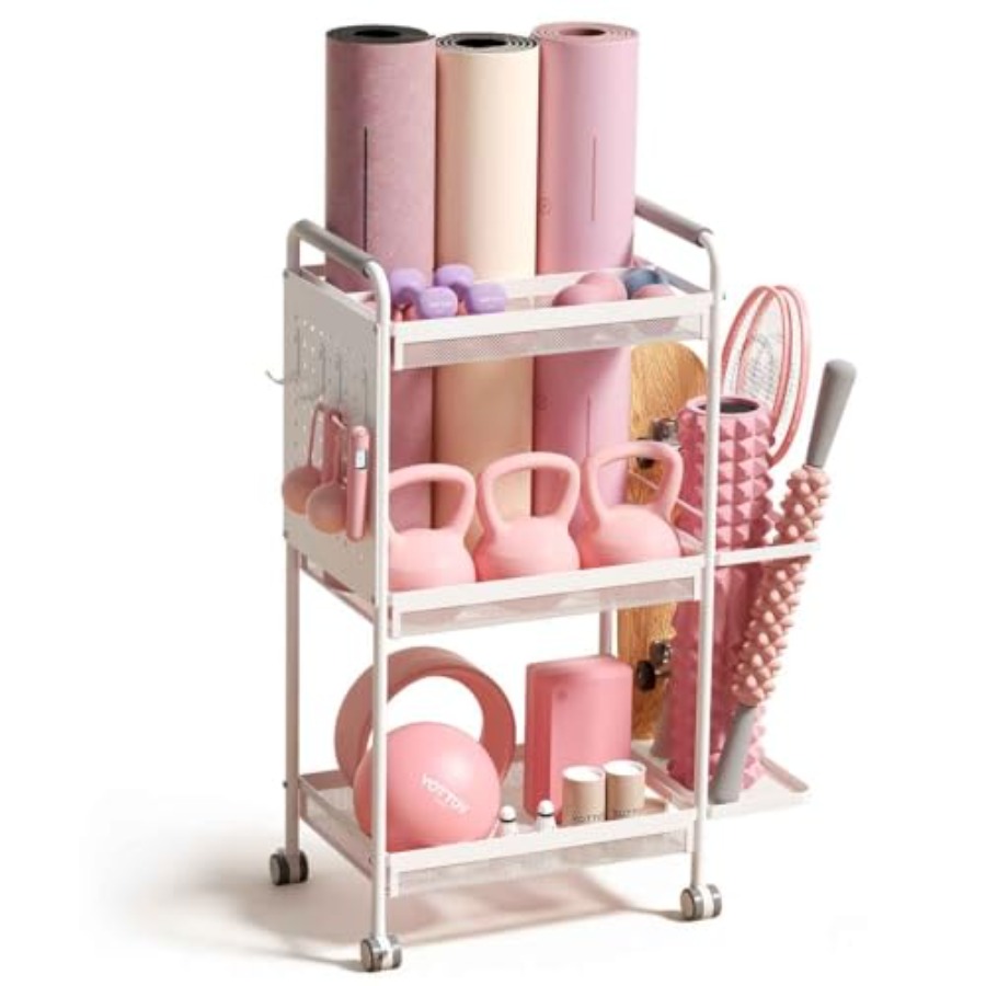 3-Tier Gym Storage Rack for Ho - Home Gym Yoga Mat Storage avaliação e preço