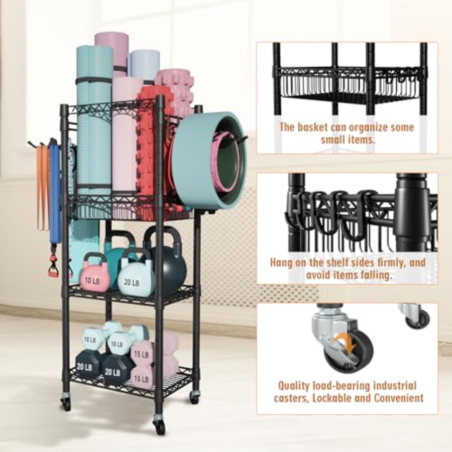 Home Gym Storage 3 Tiers Worko - Home Gym Yoga Mat Storage avaliação e preço