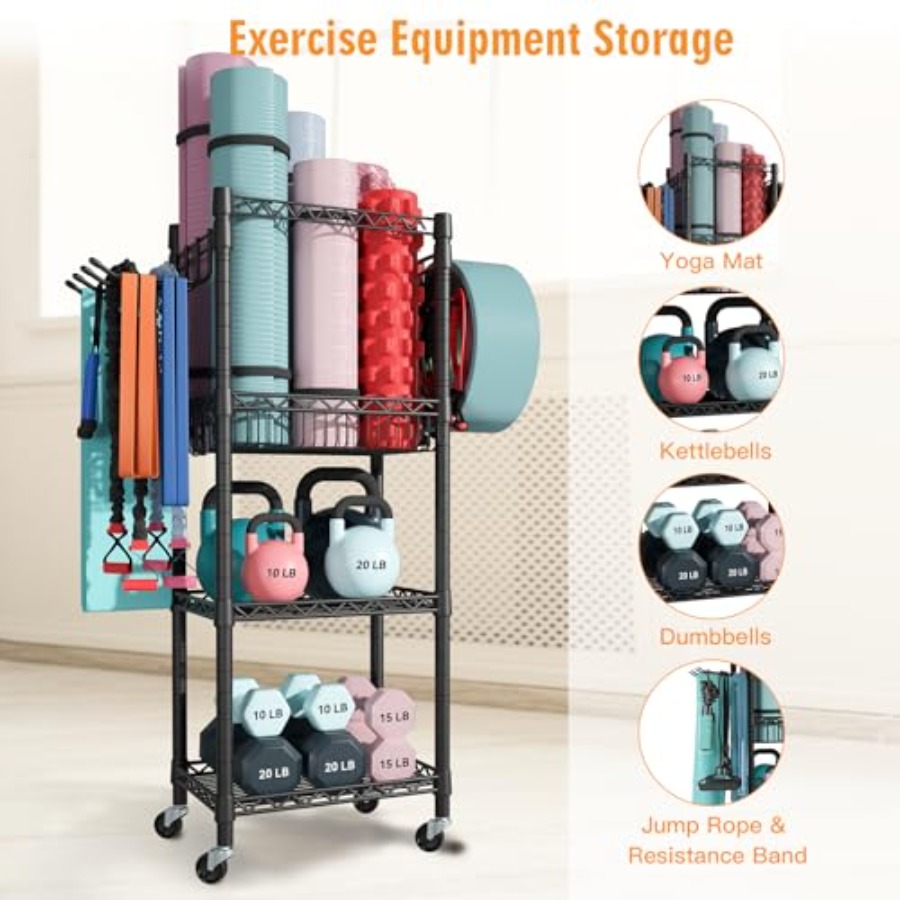 Home Gym Storage 3 Tiers Worko - Home Gym Yoga Mat Storage avaliação e preço