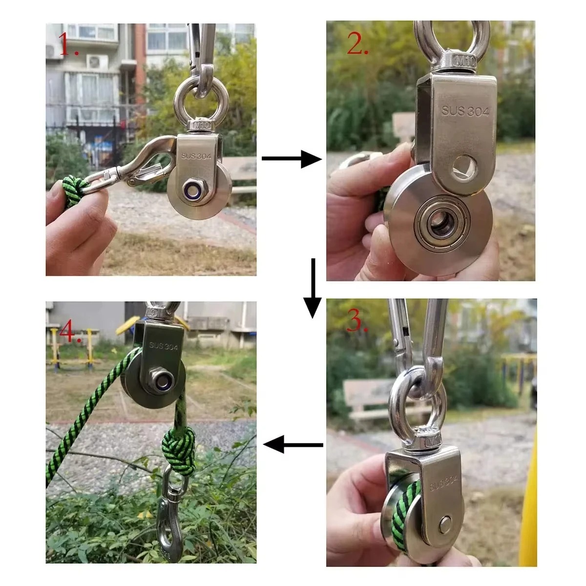 U Type Swivel Pulley 304 Stain - Home Gym Diy Pulley System avaliação e preço