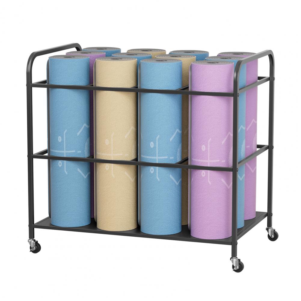 Yoga Mat Storage Rack with Whe - Home Gym Yoga Mat Storage avaliação e preço