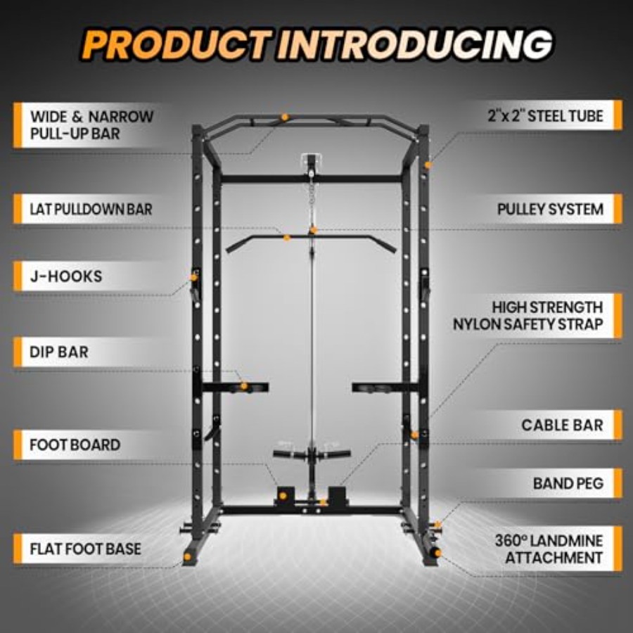 Home Gym Power Cage Heavy-Duty - Lat Pulldown Cable avaliação e preço