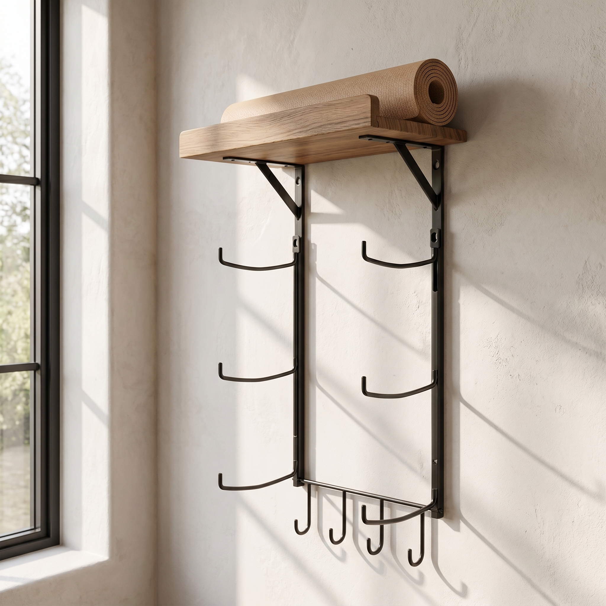Yoga Mat Wall Rack Metal Stora - Home Gym Yoga Mat Storage avaliação e preço