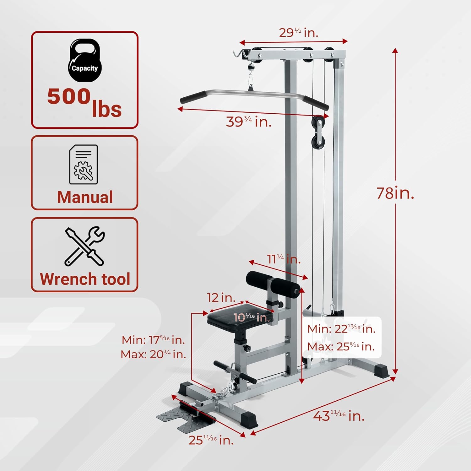 Fitness Gym, Robust Metal, Sil - Lat Pulldown Cable avaliação e preço