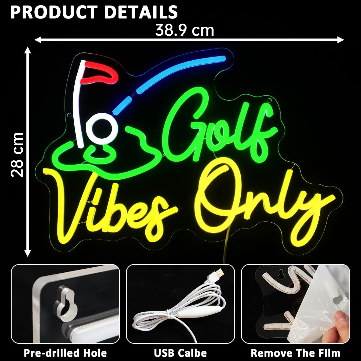 Golf Vibes Only Neon Sign – US - Home Gym Vibes avaliação e preço
