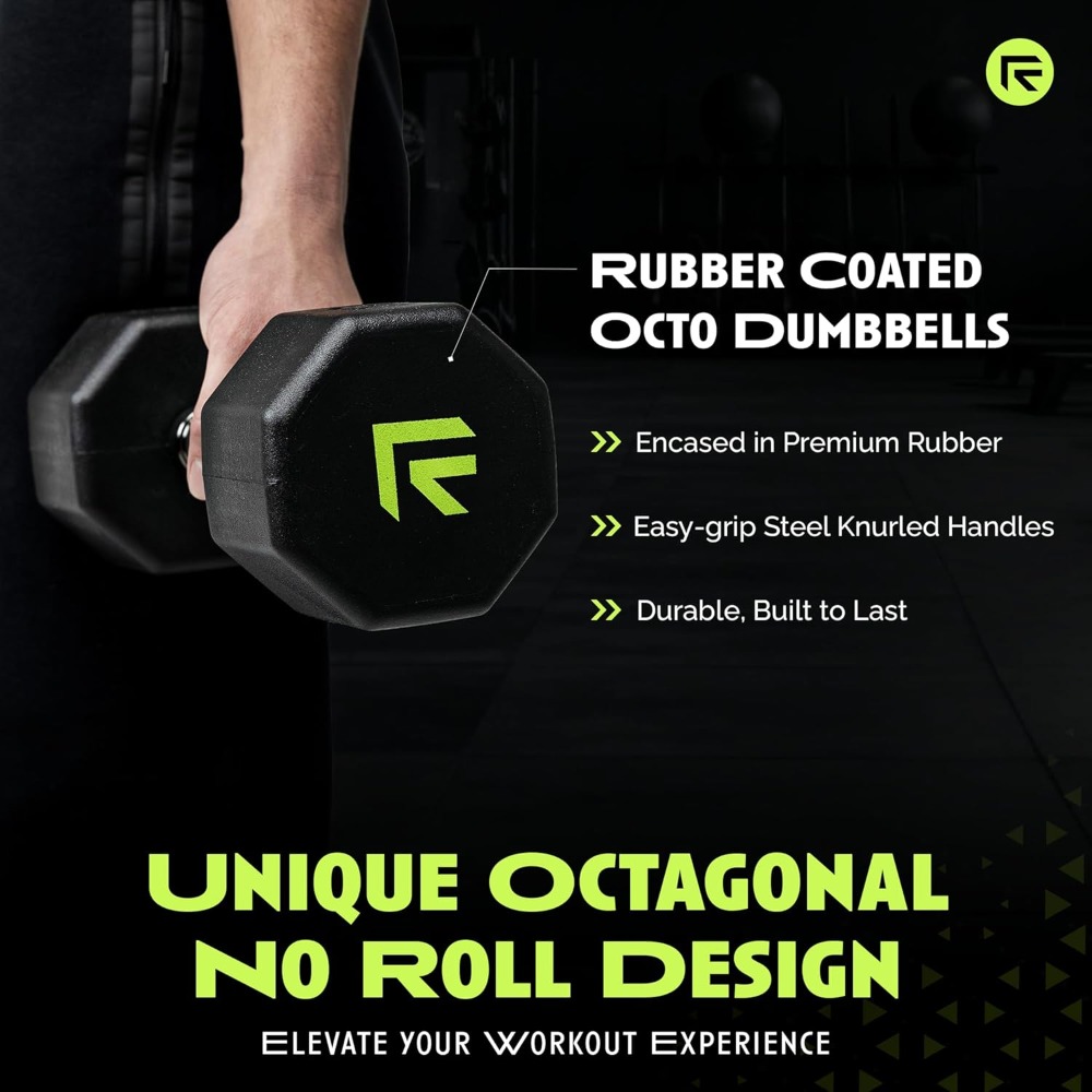 Rubber Coated Dumbbells - No R - Home Gym Dumbbells avaliação e preço